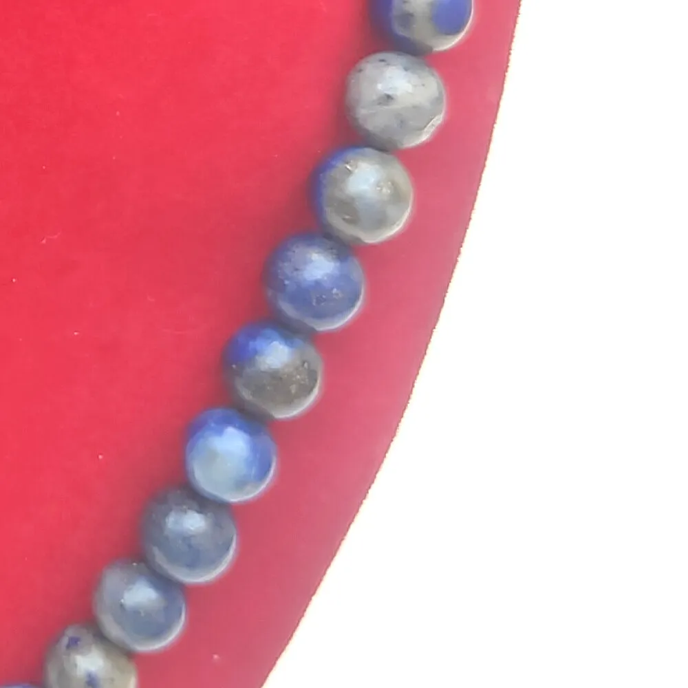 Lapis Lazuli Crystal Round Beads Necklace - 15 Inches, 6mm Beads (Semi-Precious Mala)