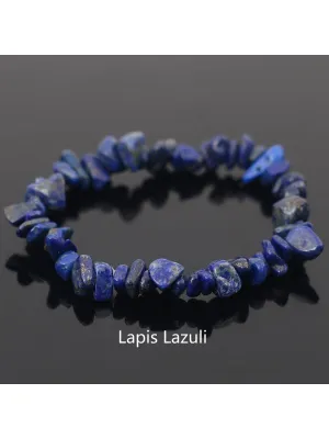 Lapis Lazuli Natural Gemstone Bracelet Stretch Chip Beads Nuggets Crystal