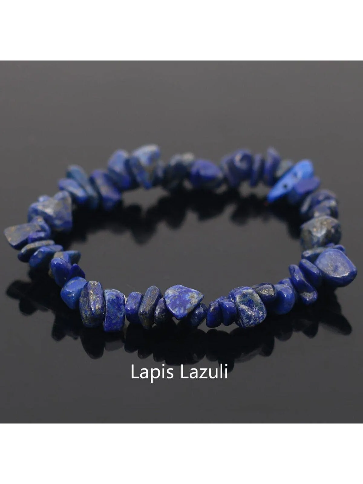 Lapis Lazuli Natural Gemstone Bracelet Stretch Chip Beads Nuggets Crystal