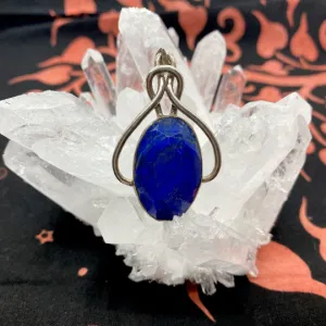 Lapis Lazuli Pendant, Sterling Silver Necklace, Crystal Pendants, Polished Gems, Stone for Creativity Necklace,