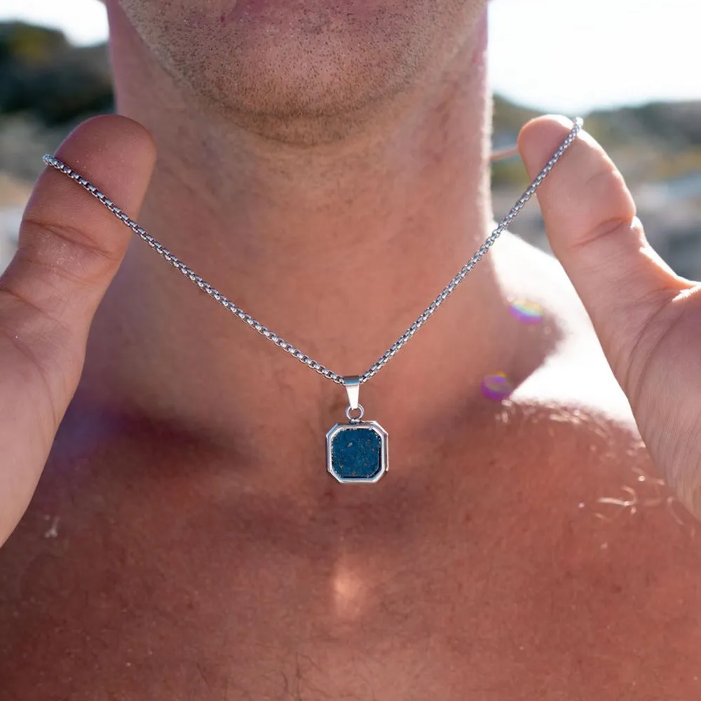 Lapis Lazuli Stainless Steel Pendant Necklace