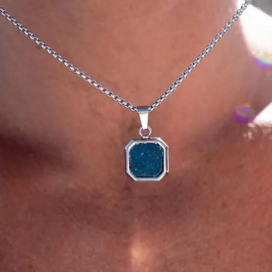 Lapis Lazuli Stainless Steel Pendant Necklace