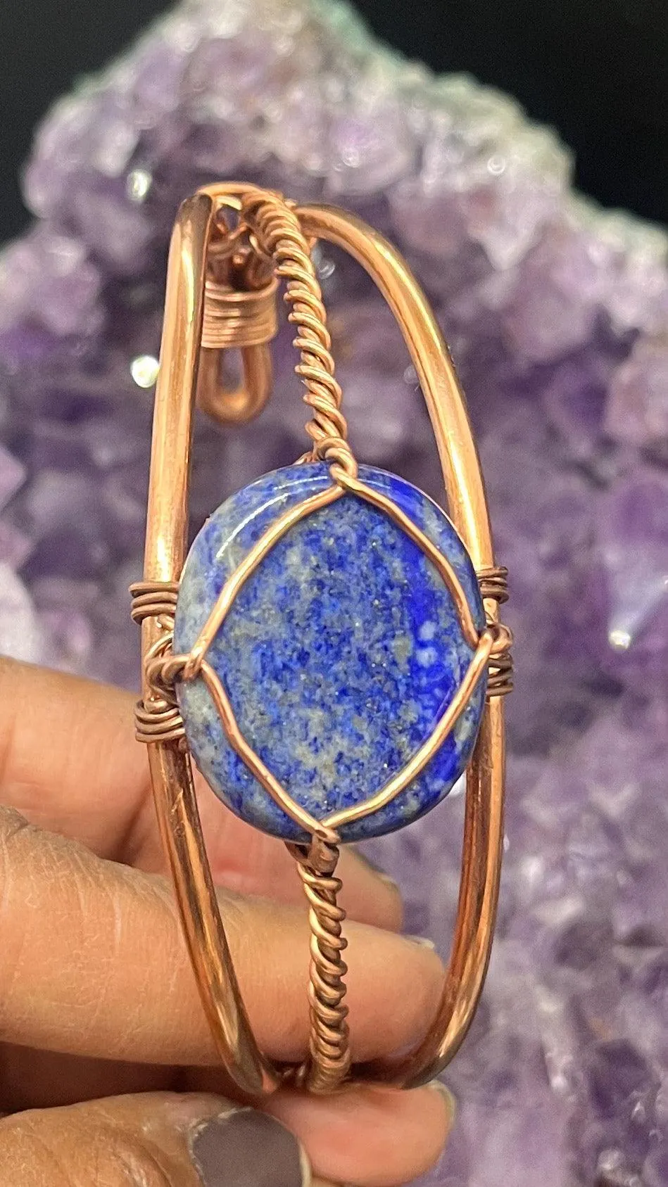 Lapis Lazuli Wirewrapped Copper Bracelet
