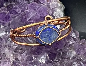 Lapis Lazuli Wirewrapped Copper Bracelet