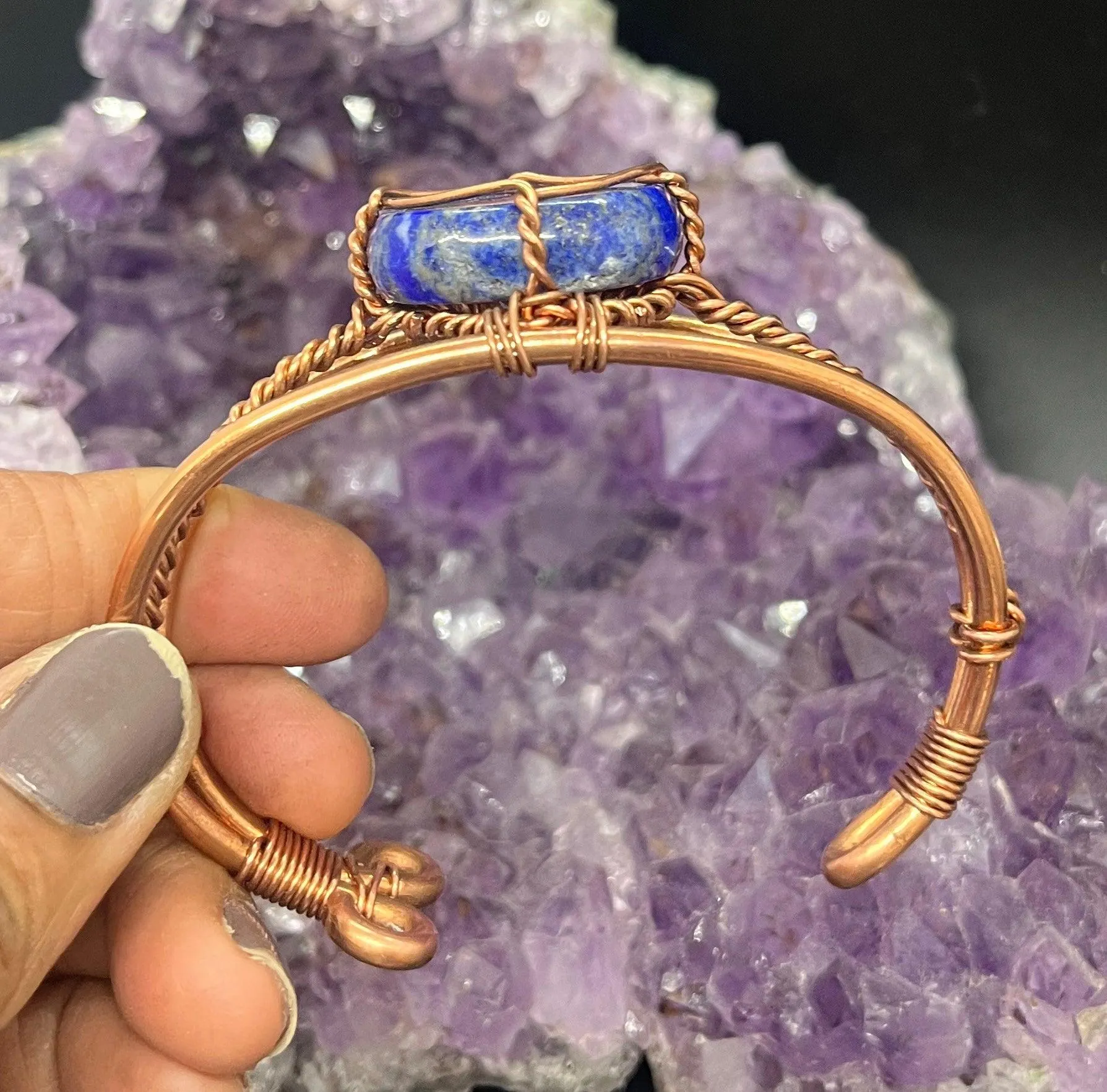 Lapis Lazuli Wirewrapped Copper Bracelet