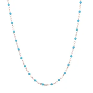 LIANA BLUE BEADED ROSE GOLD NECKLACE