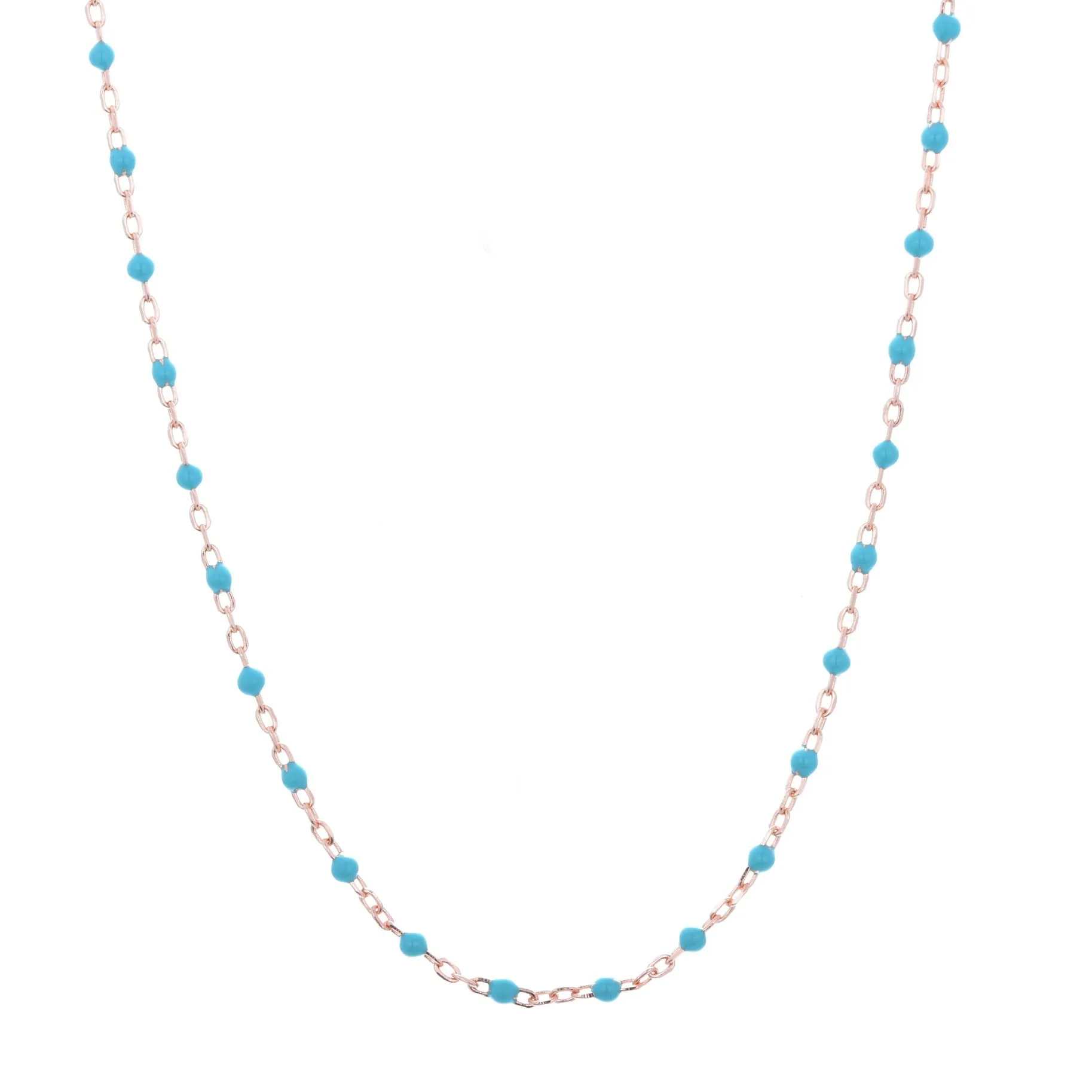LIANA BLUE BEADED ROSE GOLD NECKLACE