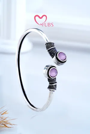 Light Pink Royal Aura Kundan Cuff Bracelet