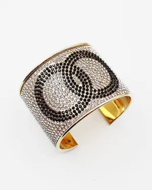 Linked Circle Rhinestone Cuff Bracelet