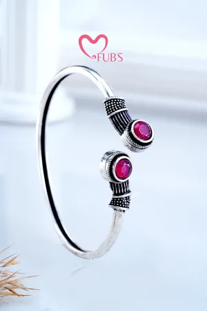 Maroon Royal Aura Kundan Cuff Bracelet
