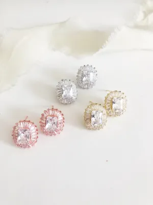 Maxime Emerald Cut Diamond Stud Earrings