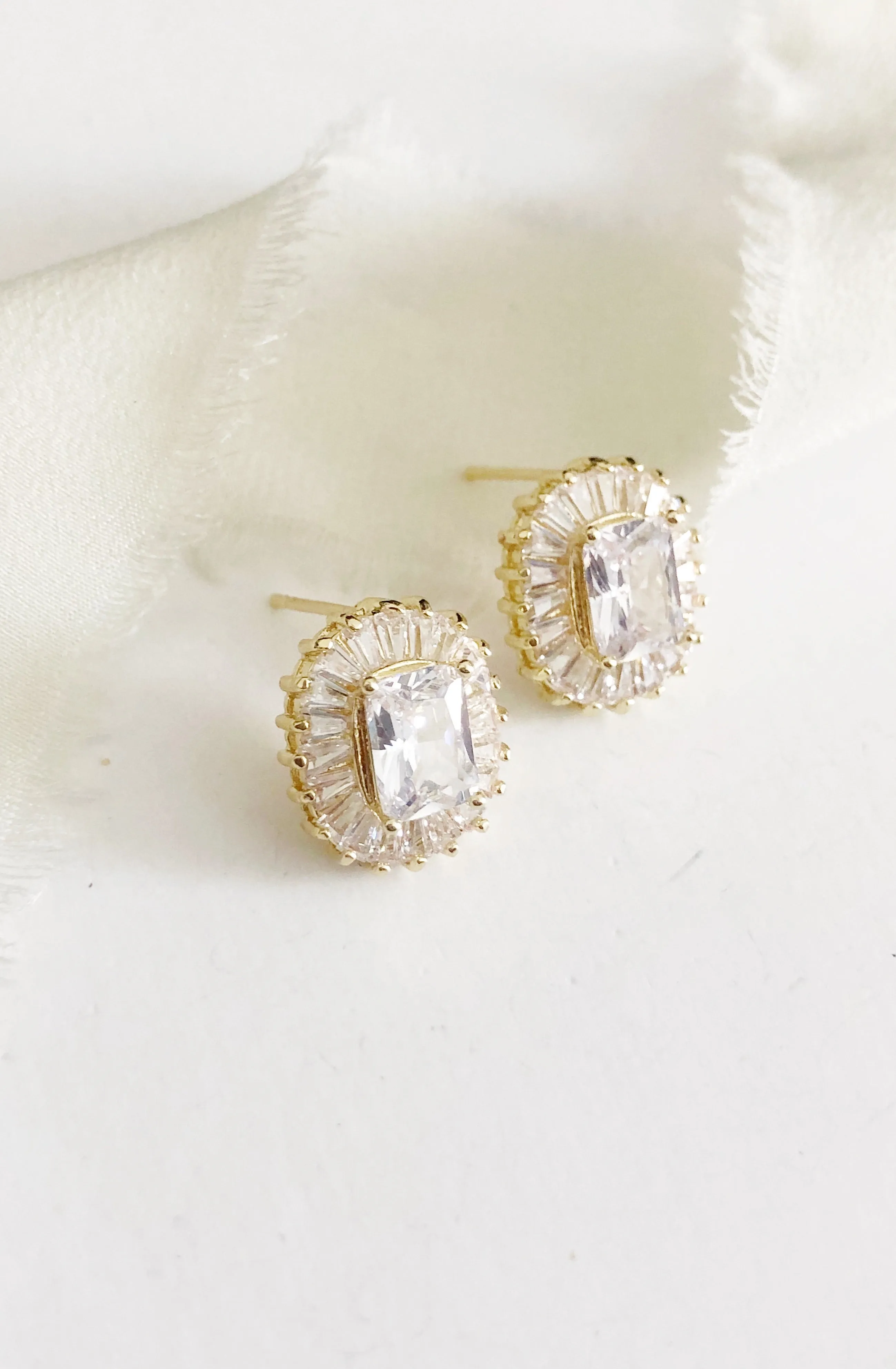 Maxime Emerald Cut Diamond Stud Earrings