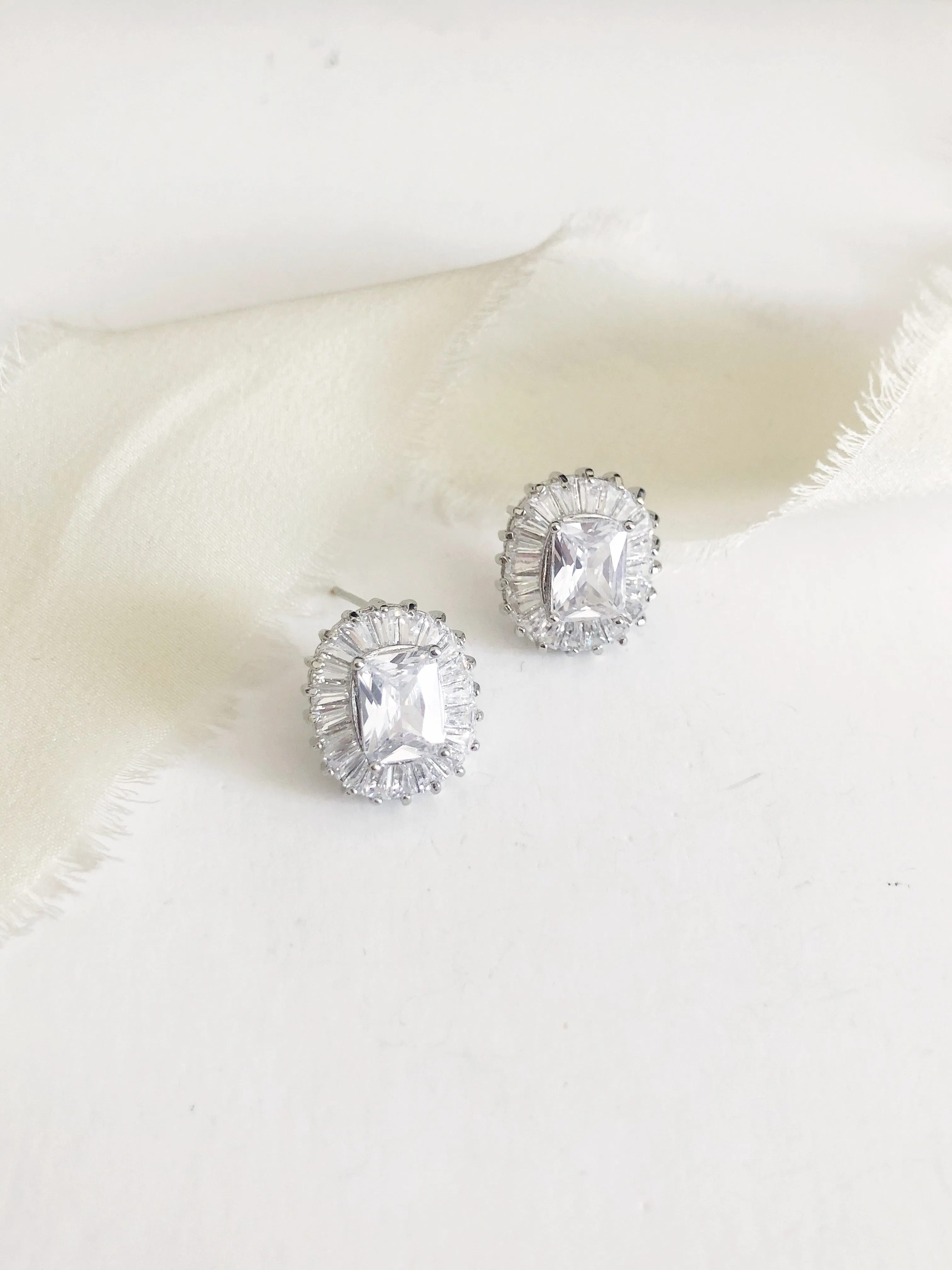 Maxime Emerald Cut Diamond Stud Earrings