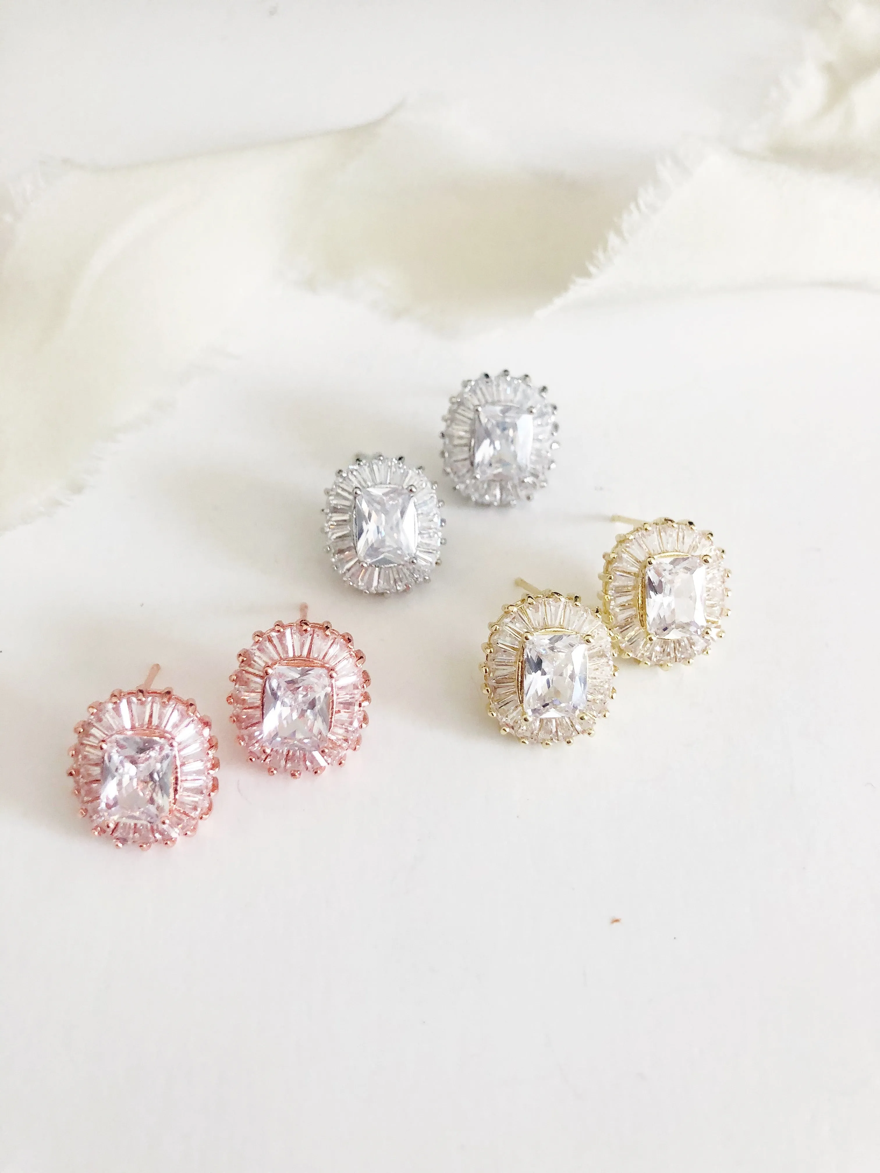 Maxime Emerald Cut Diamond Stud Earrings