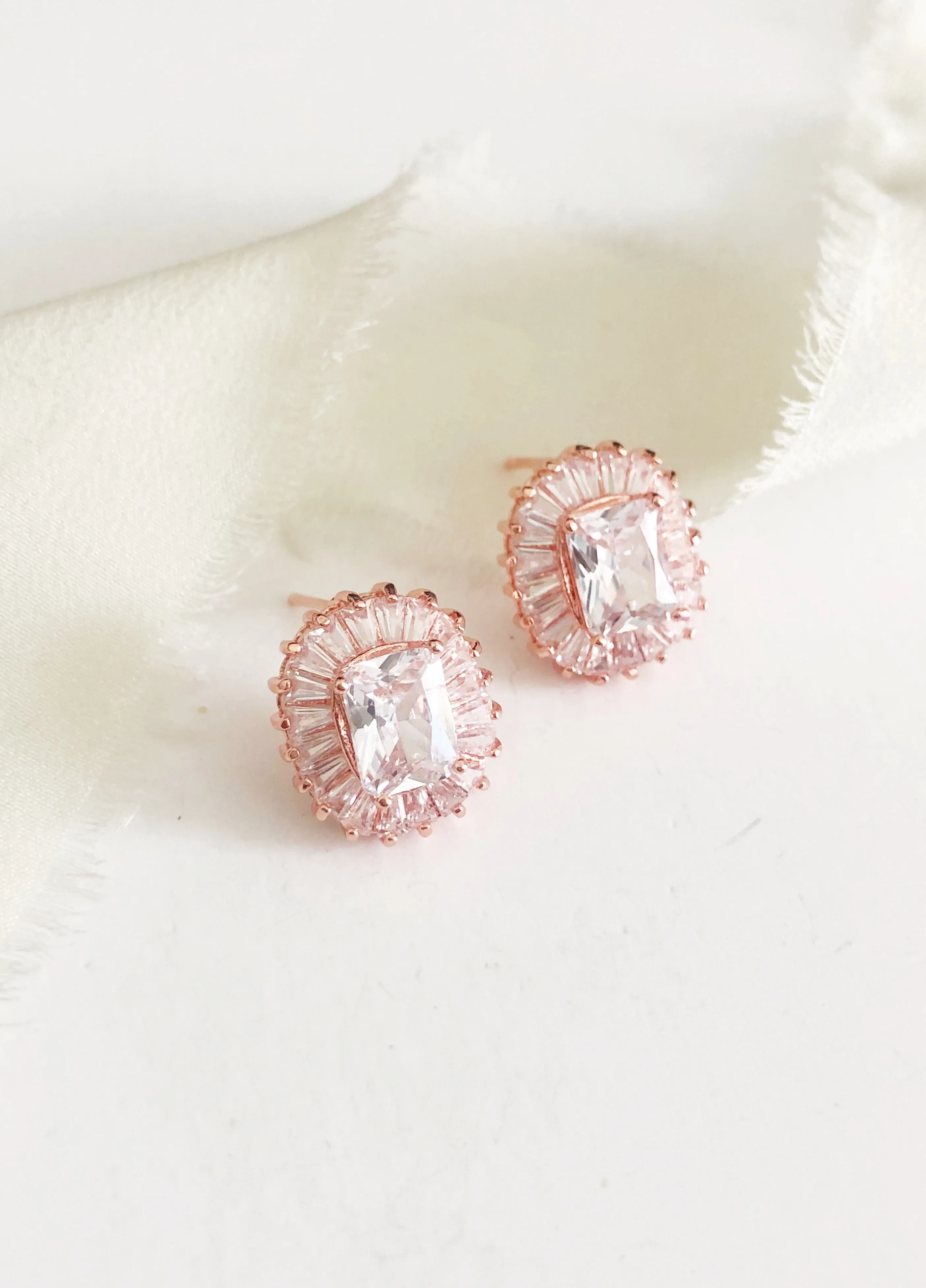 Maxime Emerald Cut Diamond Stud Earrings