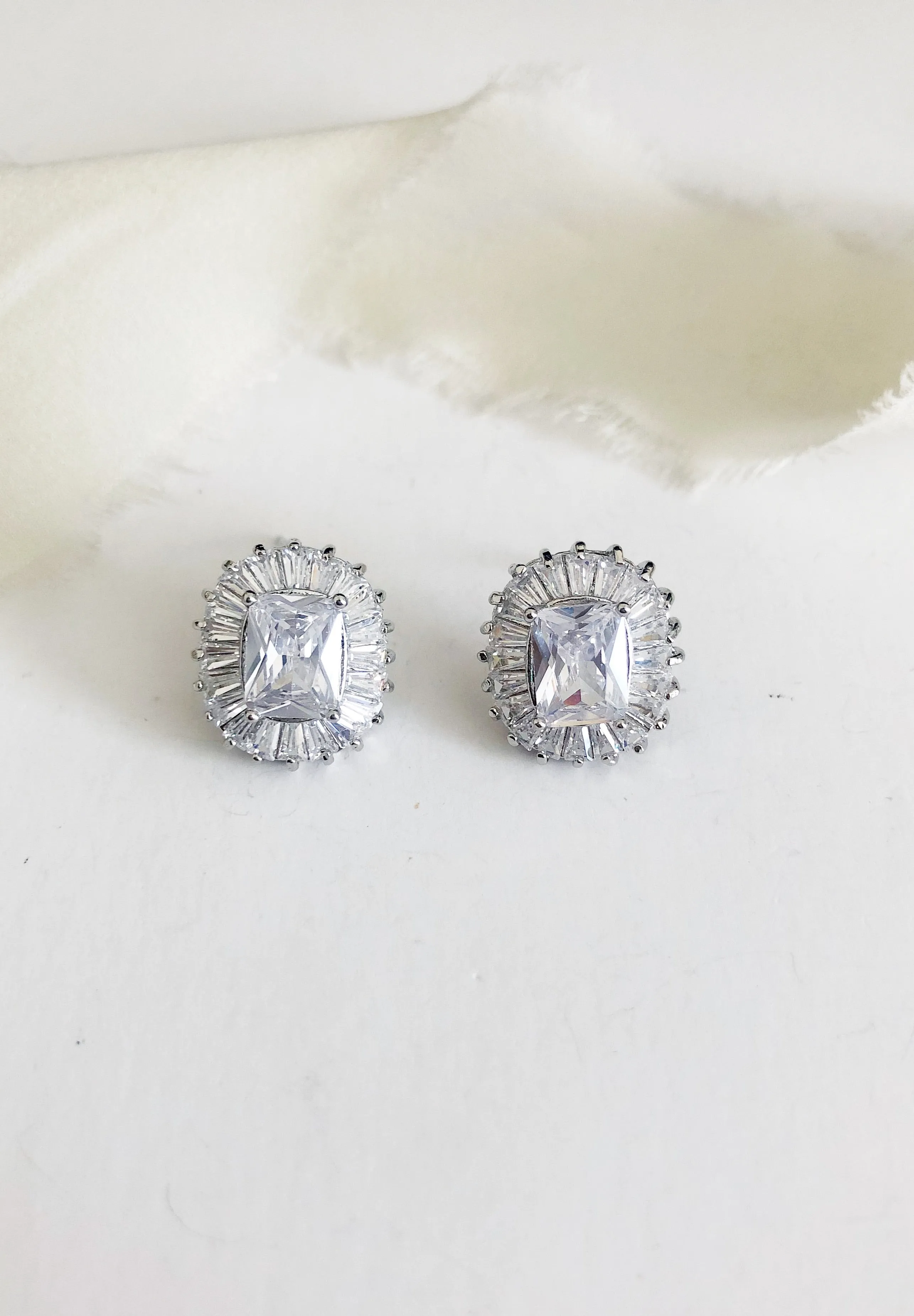 Maxime Emerald Cut Diamond Stud Earrings