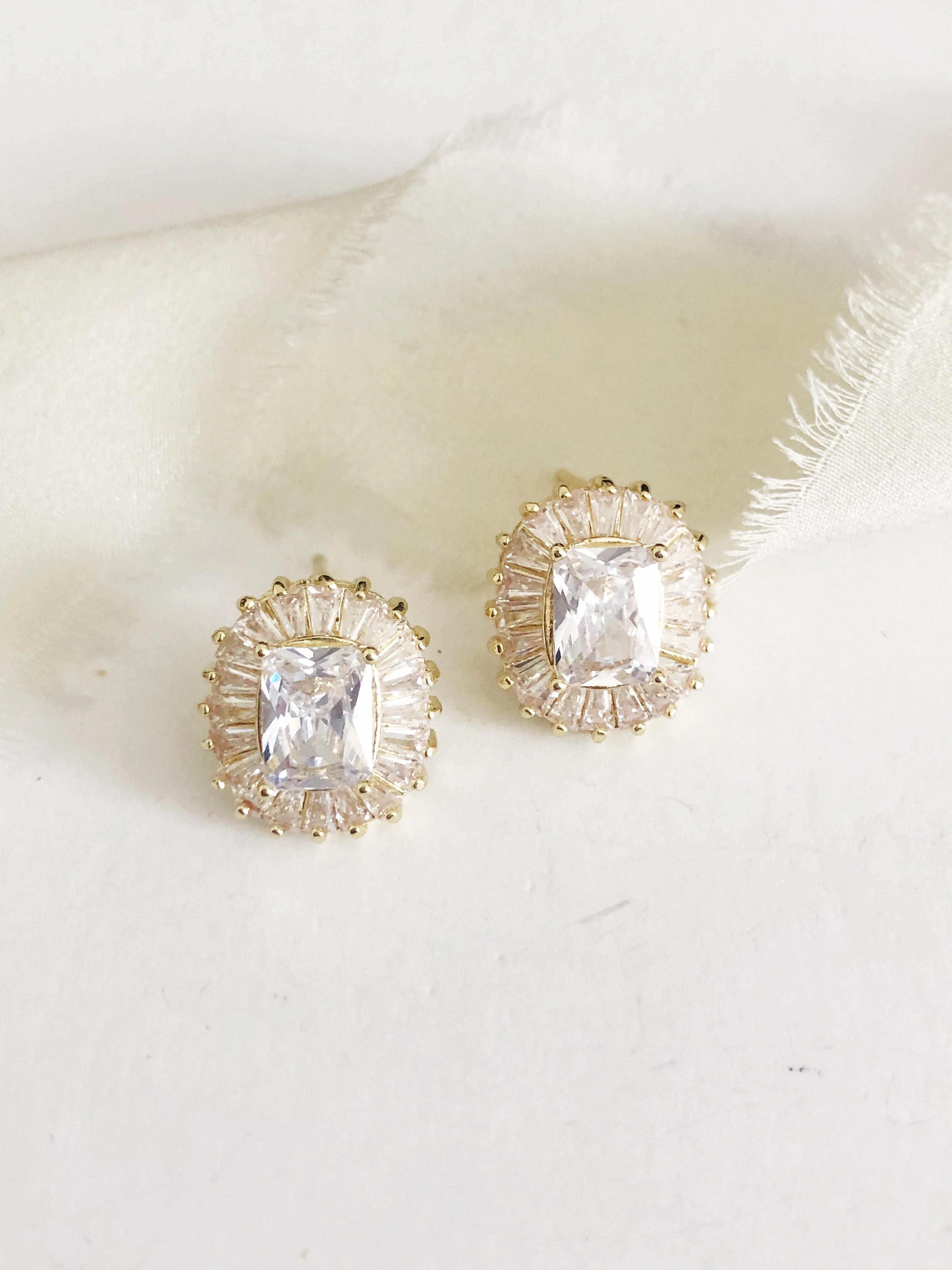Maxime Emerald Cut Diamond Stud Earrings