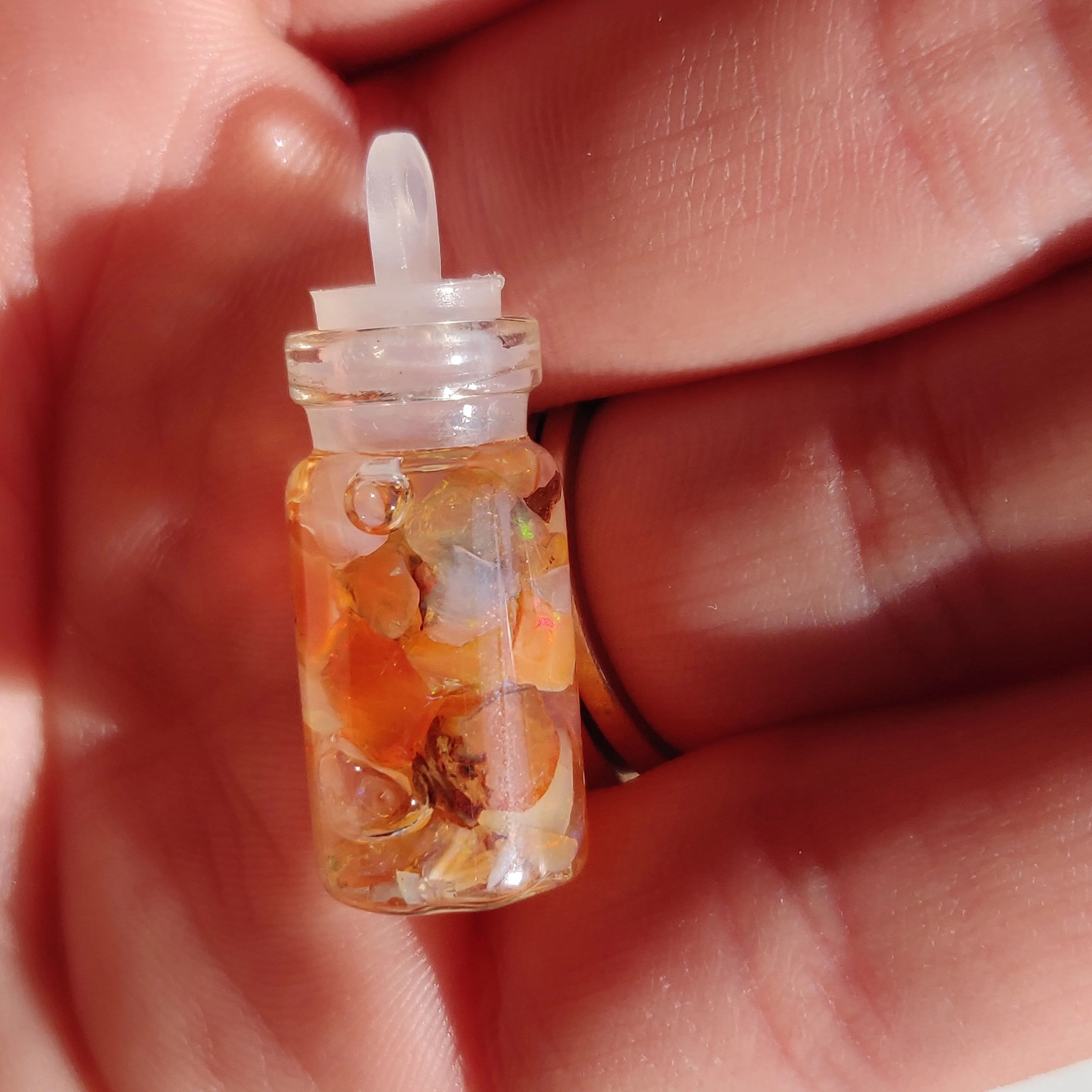 Mexican Fire Opal Vial Pendants