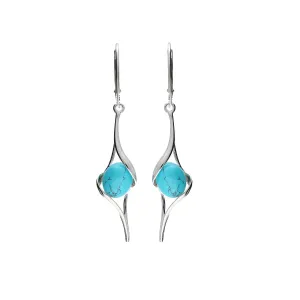 MILENA Drop Earrings Silver and Twisted Turquoise