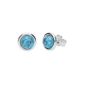 MILENA earrings Silver and Turquoise Round Stud