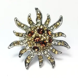 Mocha Starburst Adjustable Stainless Steel Cocktail Ring