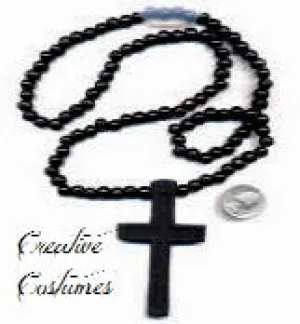 Monk's Cross Wood Necklace  with Beads