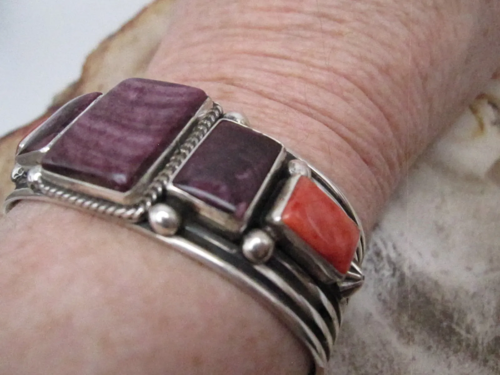Native Spiny Oyster Cuff Bracelet Authentic Native Purple Spiny Cuff Orange Spiny Bracelet Native Silver Cuff Albert Jake