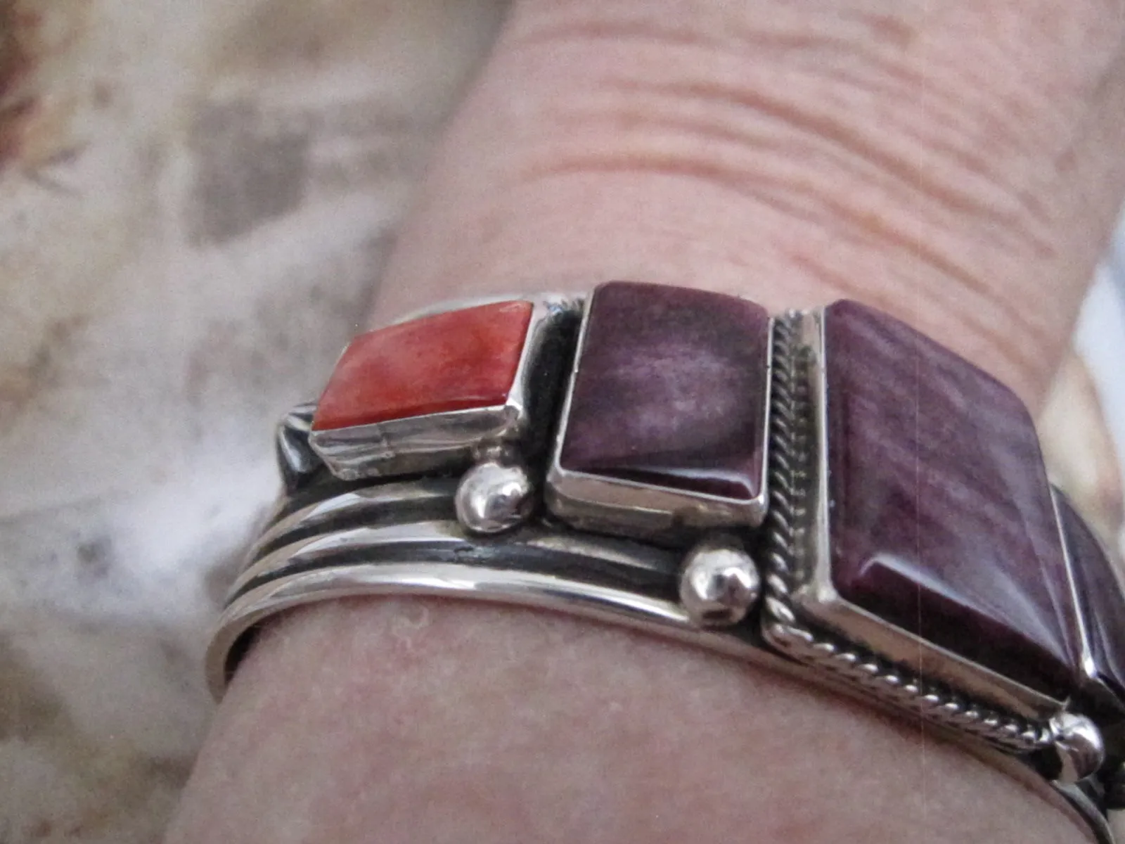 Native Spiny Oyster Cuff Bracelet Authentic Native Purple Spiny Cuff Orange Spiny Bracelet Native Silver Cuff Albert Jake