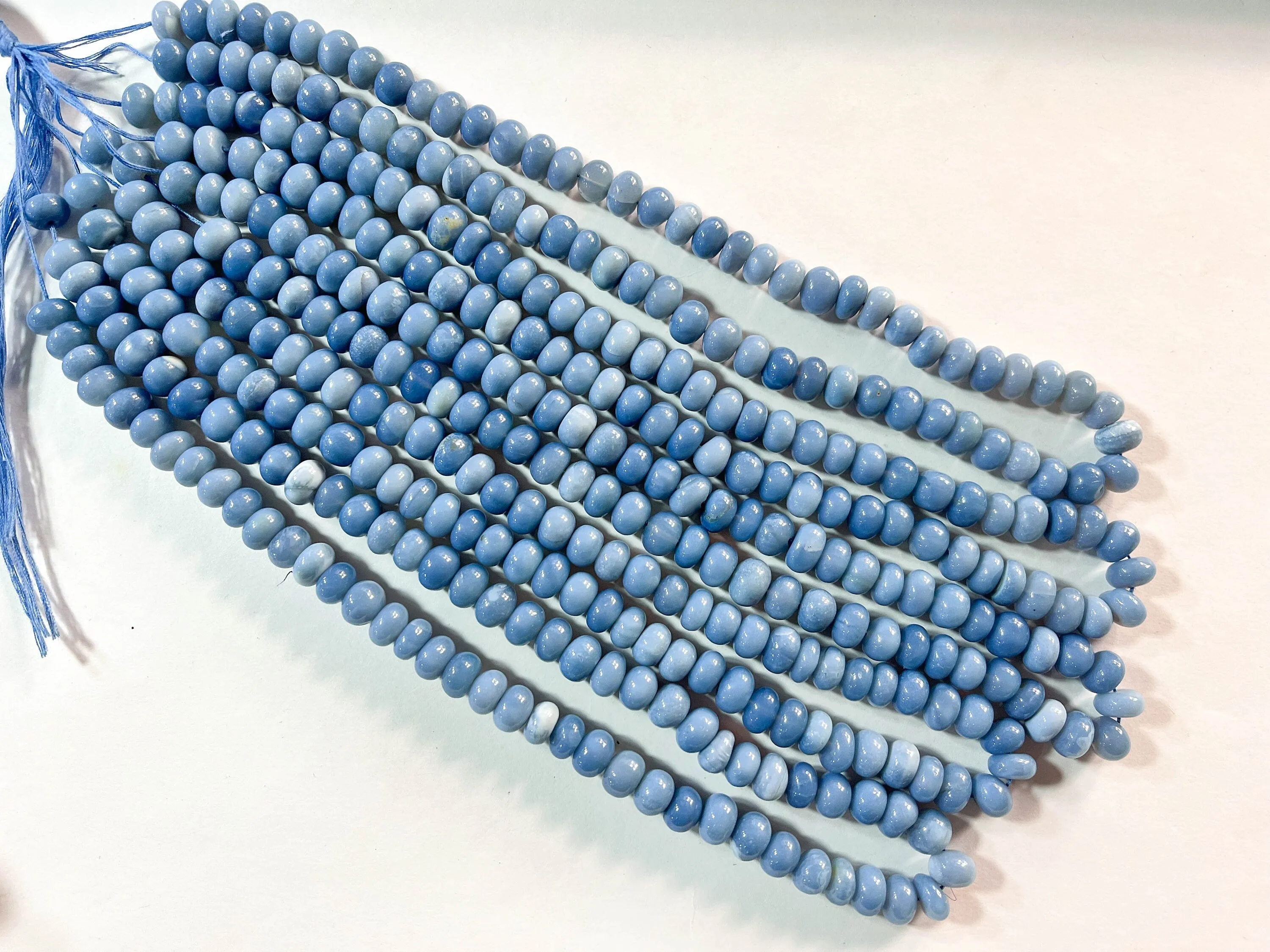 Natural Blue Opal Smooth Rondelle Shape Beads