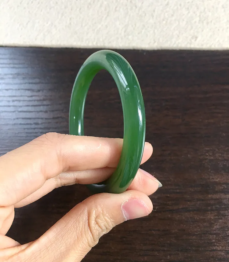 Natural Jade Bangle Nephrite Bangle Internal Diameter 53.4mm NBE041