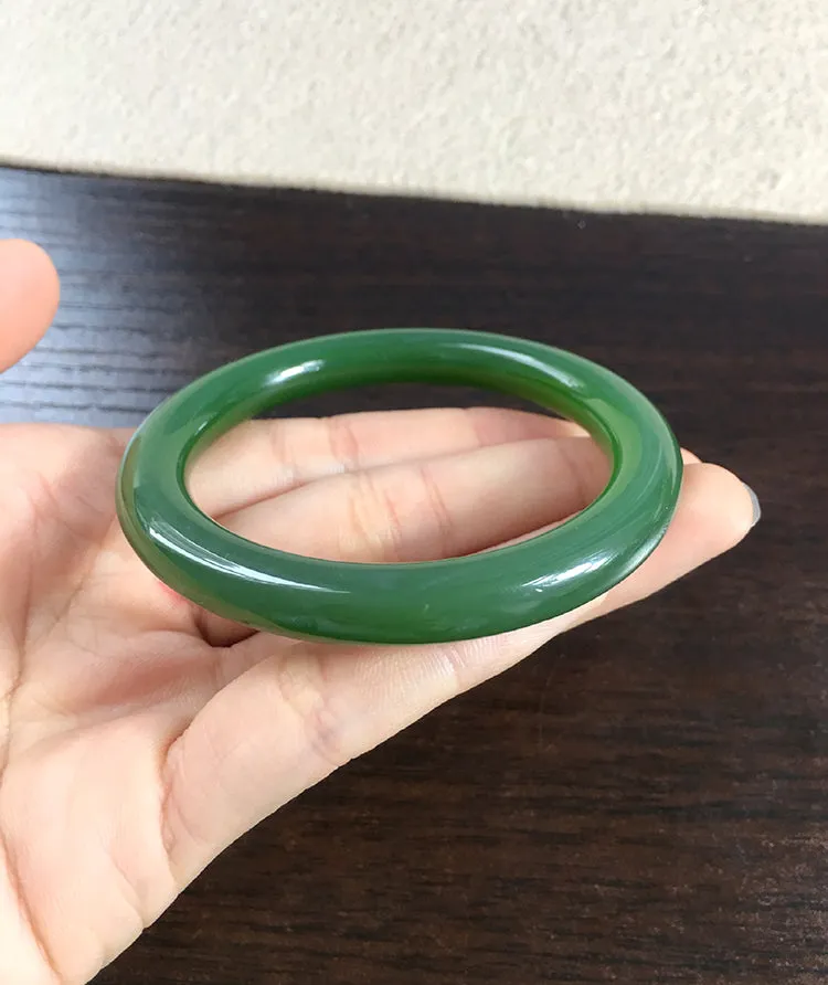 Natural Jade Bangle Nephrite Bangle Internal Diameter 53.4mm NBE041