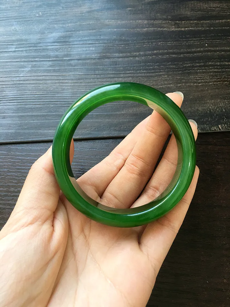 Natural Jade Bangle Nephrite Bangle Internal Diameter 57.3mm NBE009