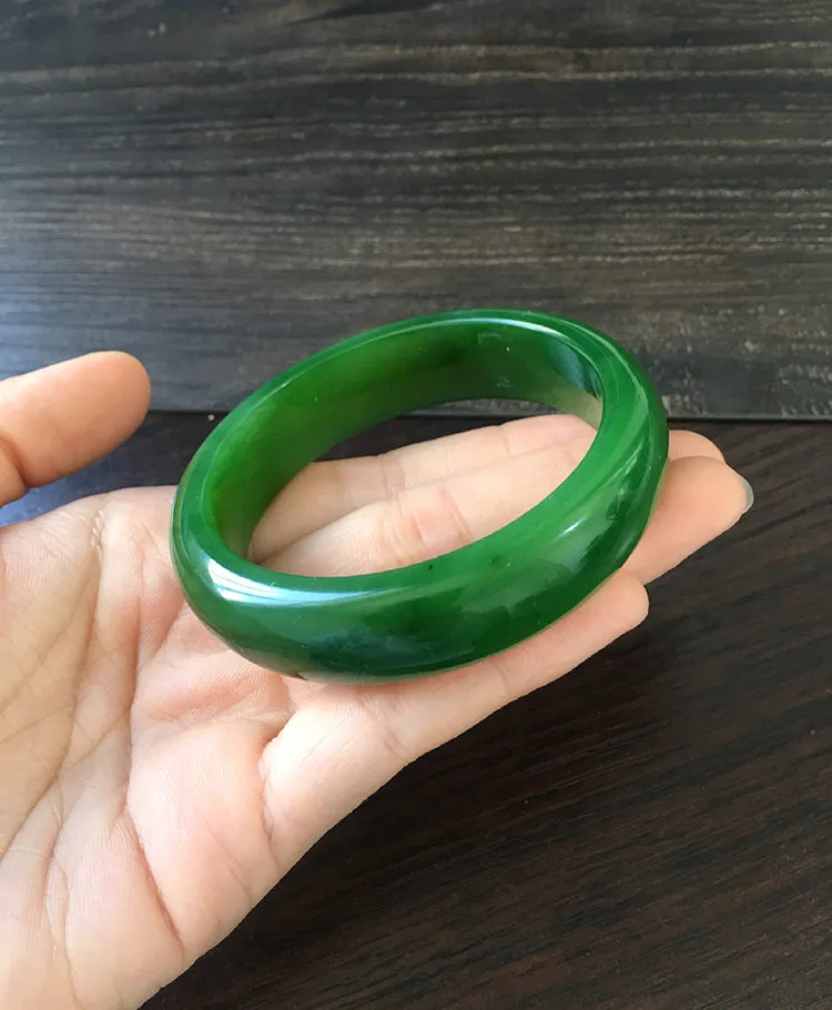 Natural Jade Bangle Nephrite Bangle Internal Diameter 57.3mm NBE009