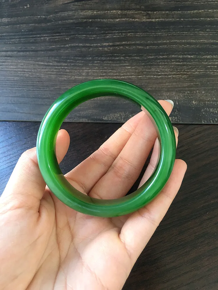 Natural Jade Bangle Nephrite Bangle Internal Diameter 57.3mm NBE009