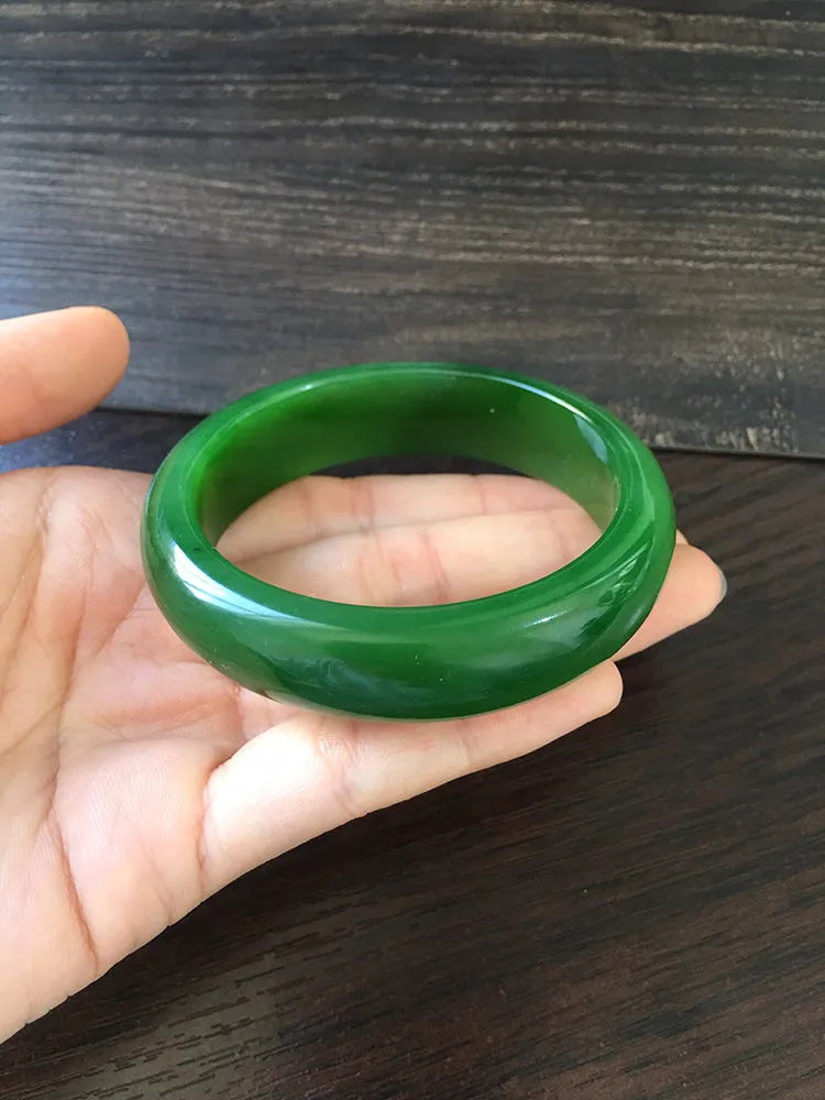 Natural Jade Bangle Nephrite Bangle Internal Diameter 57.3mm NBE009