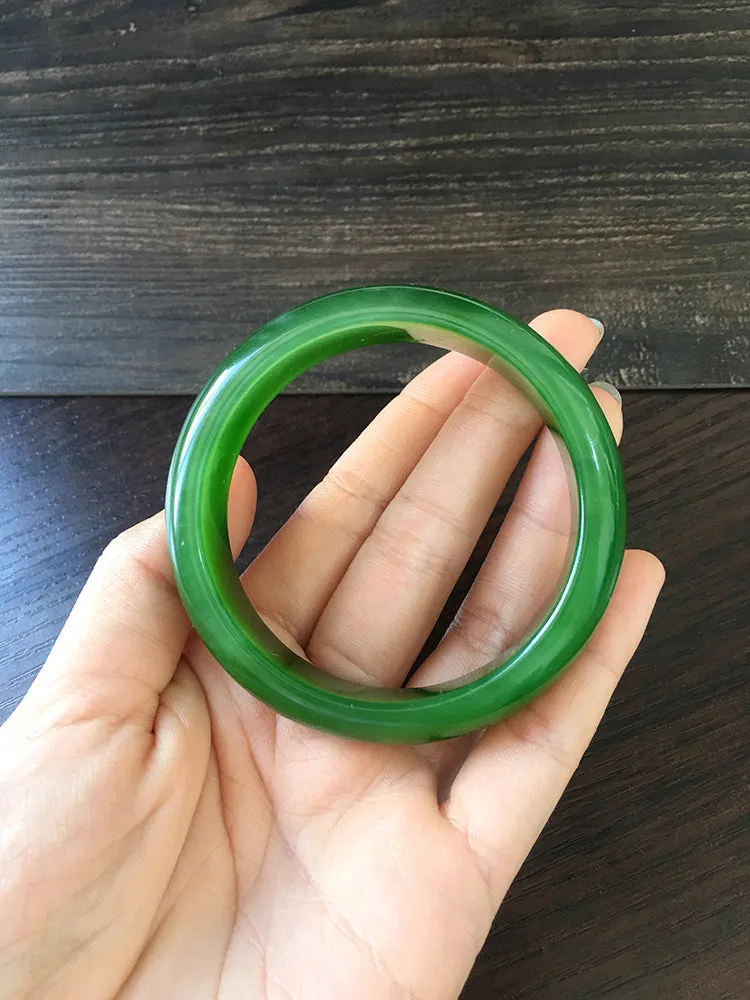 Natural Jade Bangle Nephrite Bangle Internal Diameter 57.3mm NBE009