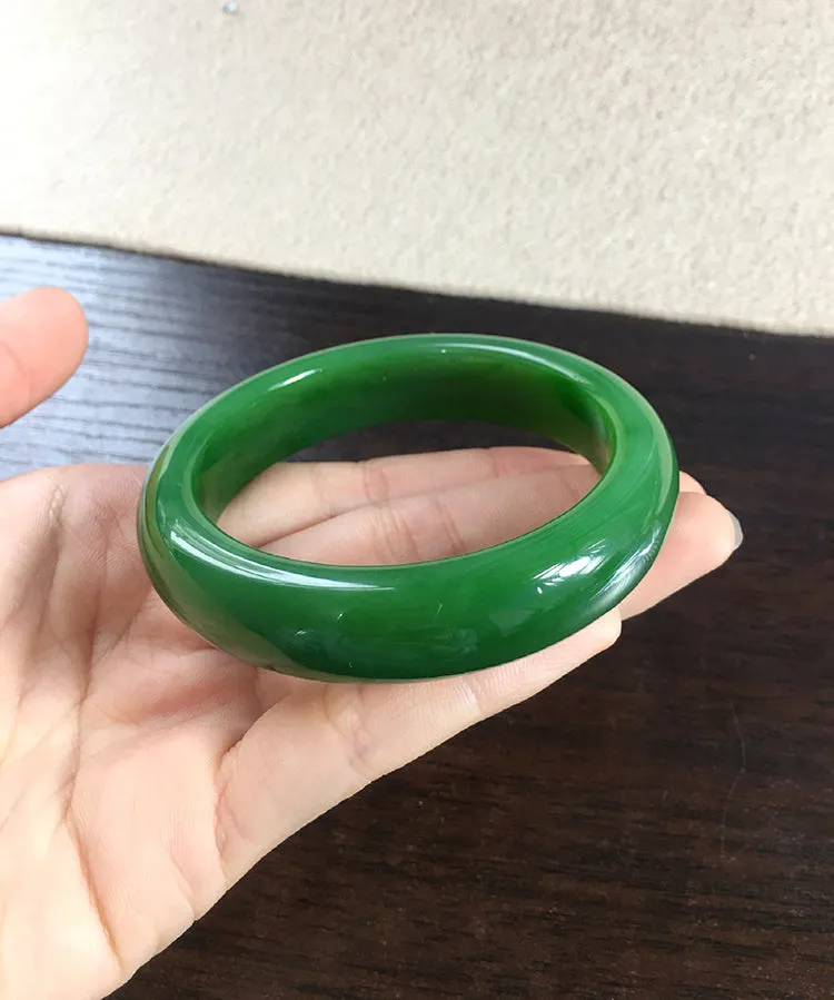 Natural Jade Bangle Nephrite Bangle Internal Diameter 57.8mm NBE044