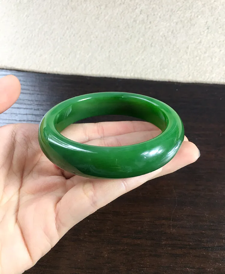 Natural Jade Bangle Nephrite Bangle Internal Diameter 57.8mm NBE044