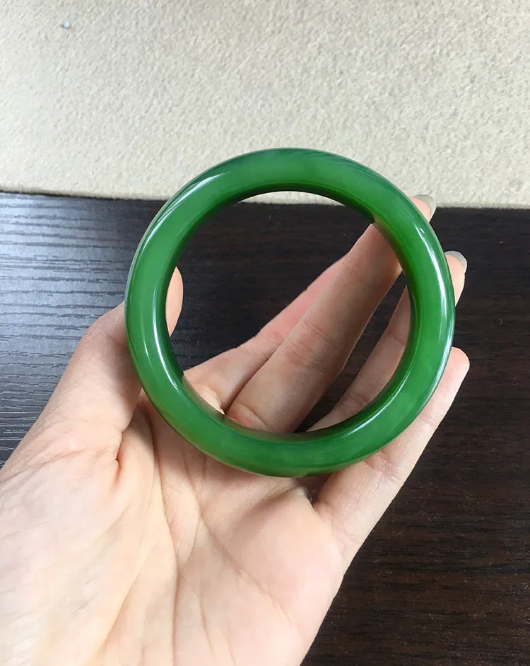 Natural Jade Bangle Nephrite Bangle Internal Diameter 57.8mm NBE044