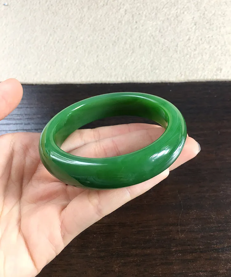 Natural Jade Bangle Nephrite Bangle Internal Diameter 57.8mm NBE044