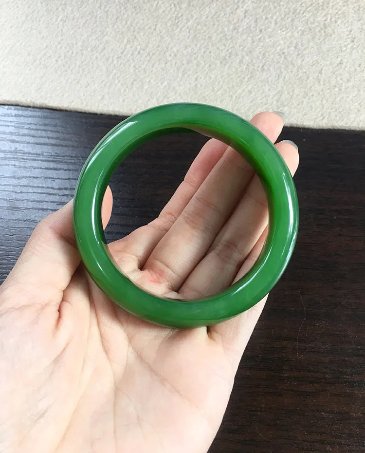 Natural Jade Bangle Nephrite Bangle Internal Diameter 57.8mm NBE044