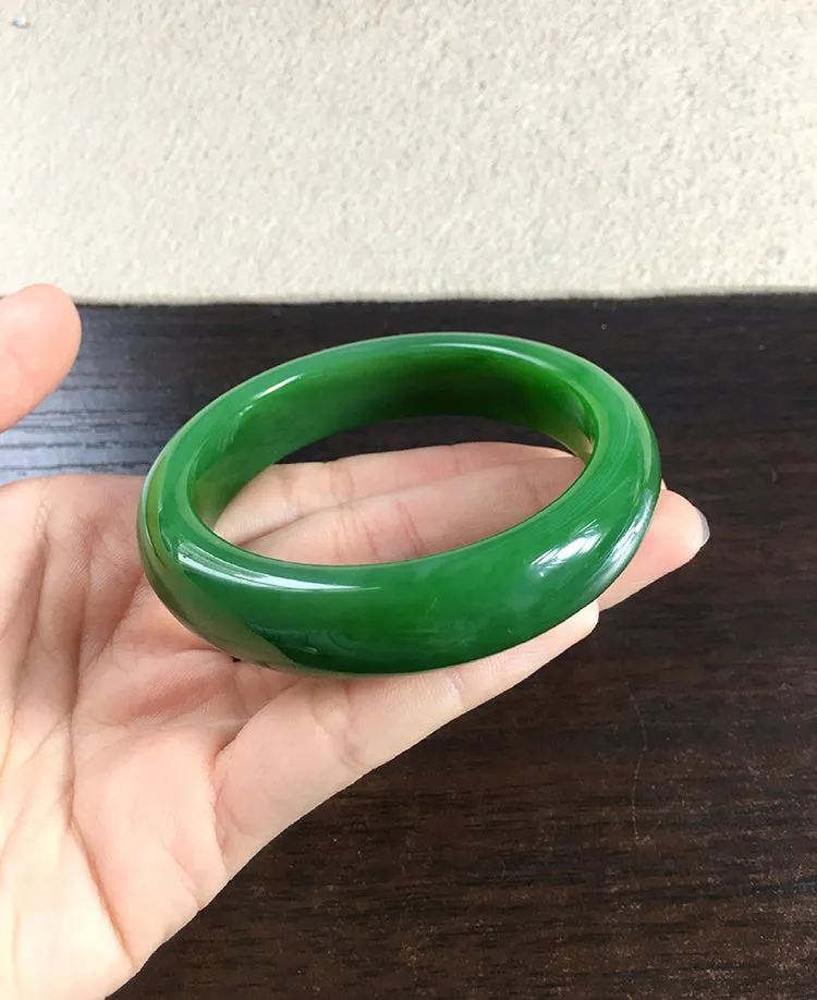 Natural Jade Bangle Nephrite Bangle Internal Diameter 57.8mm NBE044