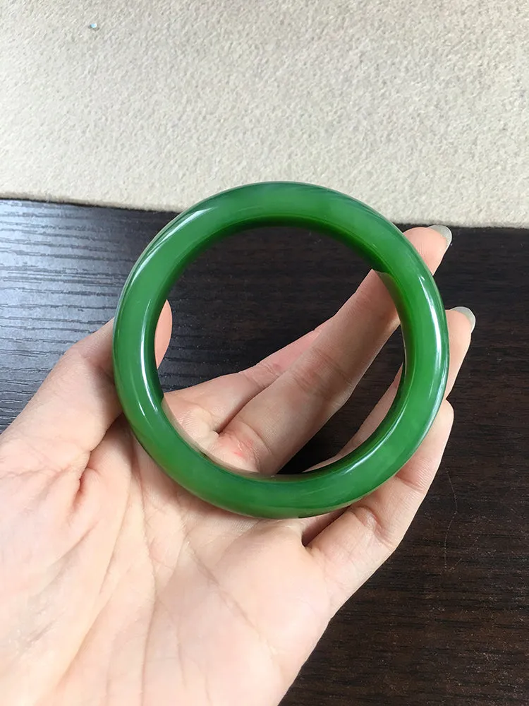 Natural Jade Bangle Nephrite Bangle Internal Diameter 57.8mm NBE044