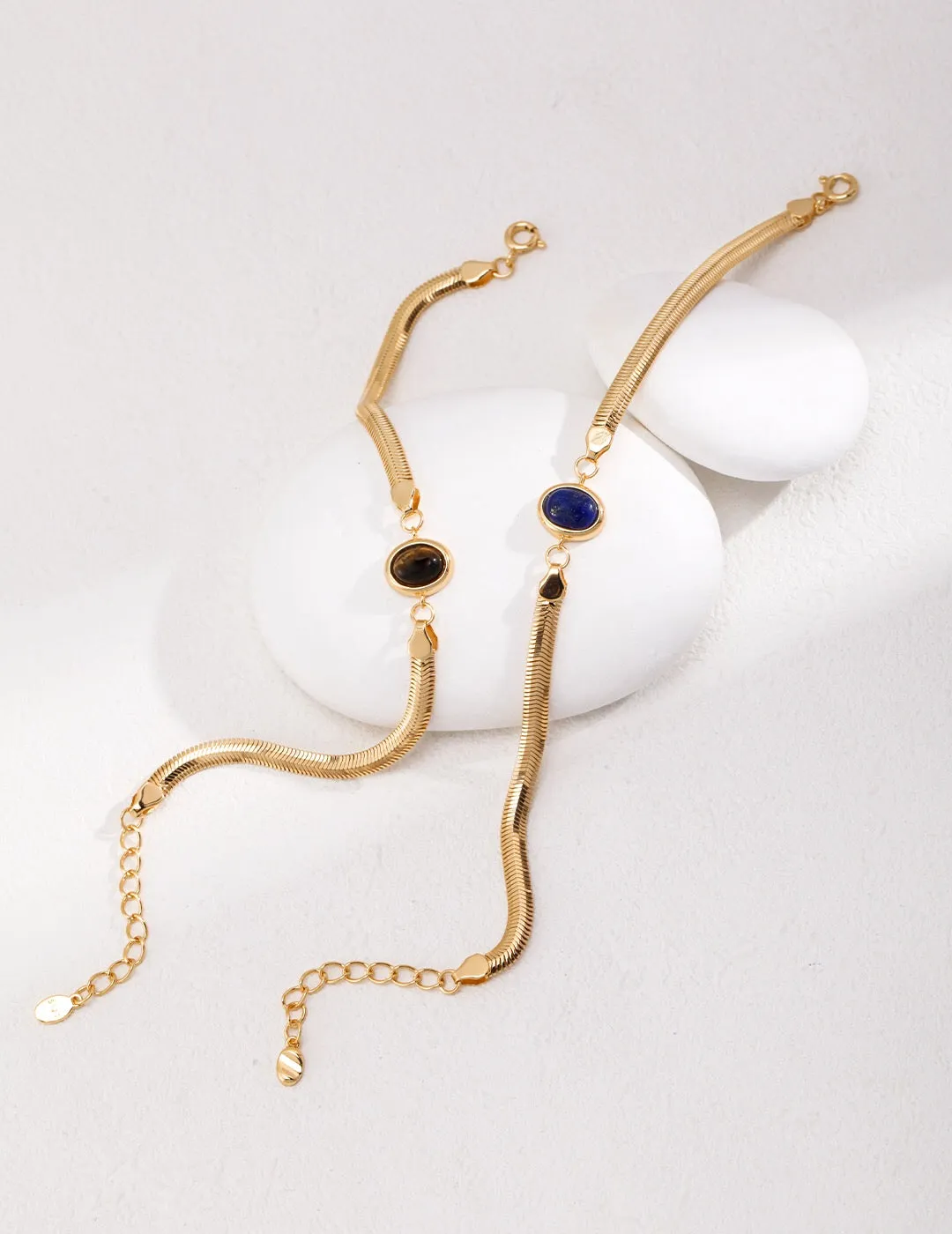 Natural Lapis Clasp / Tiger Eye stone Bracelet