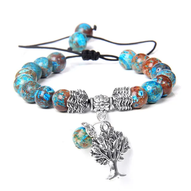 Natural Lapis Lazuli Tree of Life Bracelet Nature Life Charm Bracelet