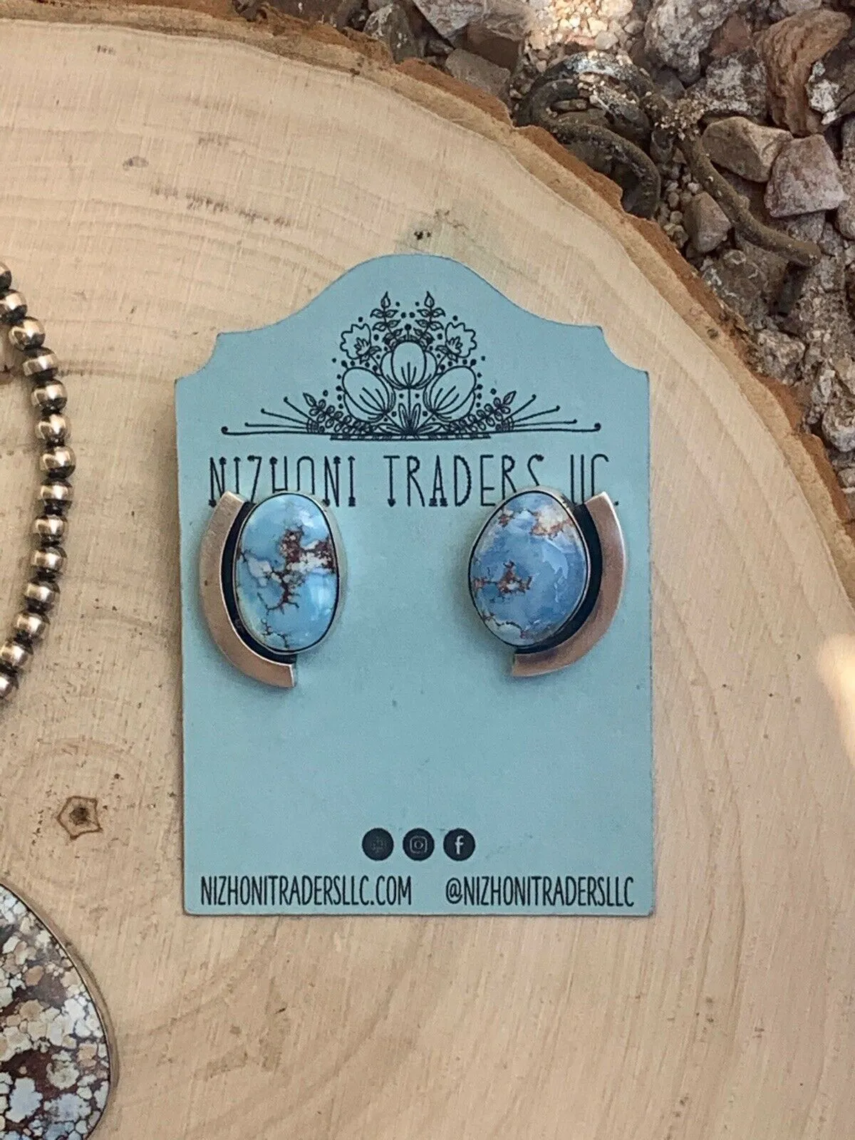 Navajo Golden Hills Turquoise & Sterling Silver Pendant Set Signed