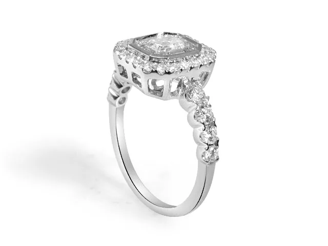 Octagon Emerald Cut Diamond Coctail Ring