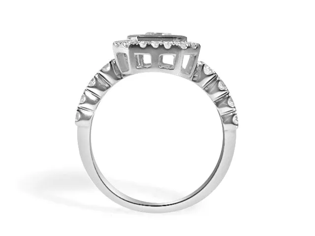 Octagon Emerald Cut Diamond Coctail Ring