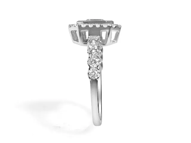 Octagon Emerald Cut Diamond Coctail Ring