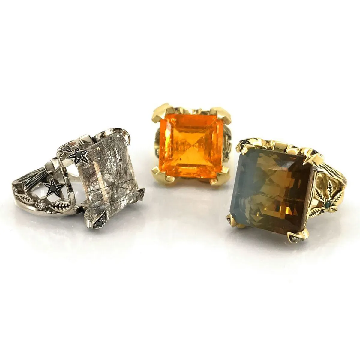 One-of-a-Kind 18kt Gold Heaven   Earth Ring with Center Fire Opal